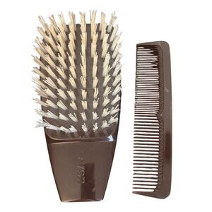 Vintage Avon Hair Brush and Comb Valet Set | Brown Lion Crest‎ | Palm Brush